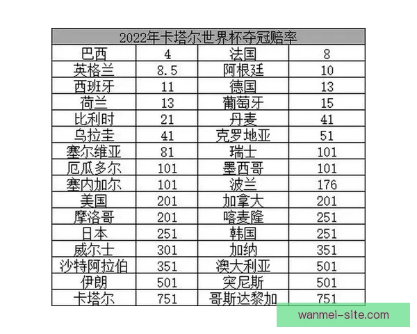 世界杯足球赛最新竞猜赔率解析与冠军热门对比分析